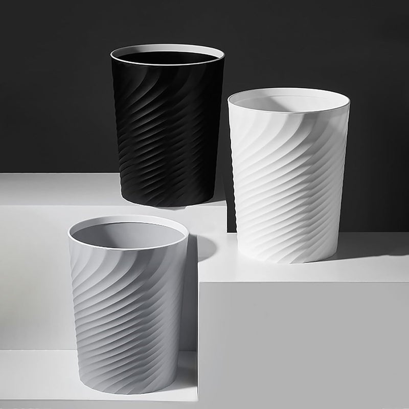 HOLTPHILI Small Bathroom Trash Can 1.8 Gallon Wastebasket Recycling Bin for Bedroom Office Kitchen, Black White, 2 Pack - Image 3